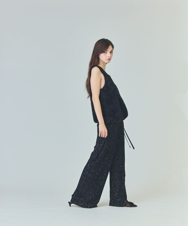 GRACE CONTINENTAL チュールフェザータンクトップ ブラック