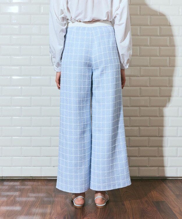 GRACE CONTINENTAL ツイードイージーパンツ ブルー