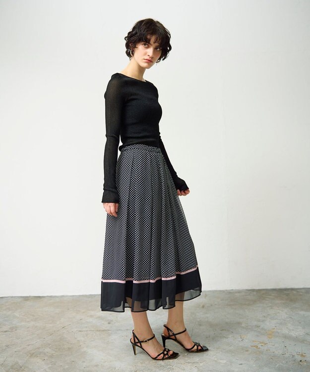 GRACE CONTINENTAL ドットBOXタックスカート ブラック