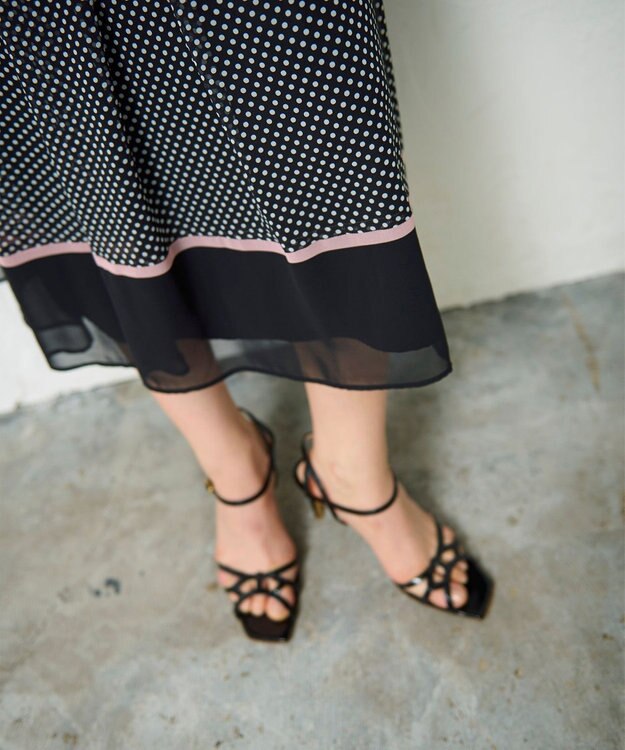 GRACE CONTINENTAL ドットBOXタックスカート ブラック