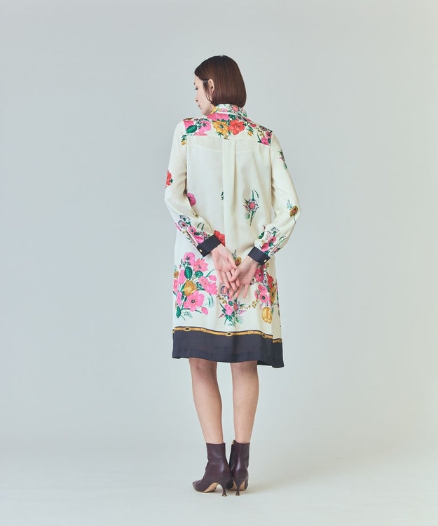 GRACE CONTINENTAL ボタニカルスカーフプリントワンピース キナリ