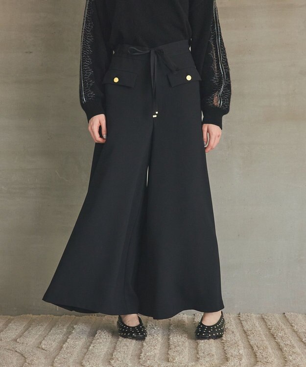 GRACE CONTINENTAL ワイドフレアパンツ ブラック