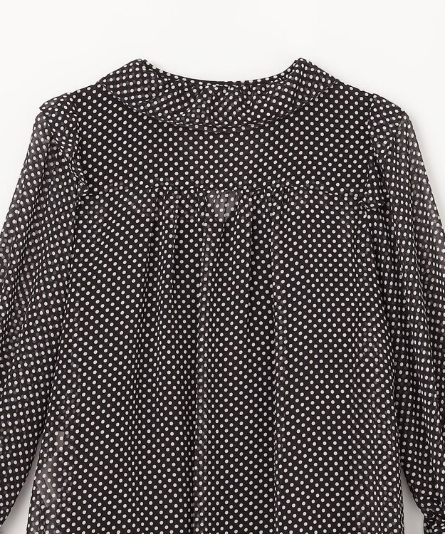 GRACE CONTINENTAL ドットラッフルブラウス ブラック