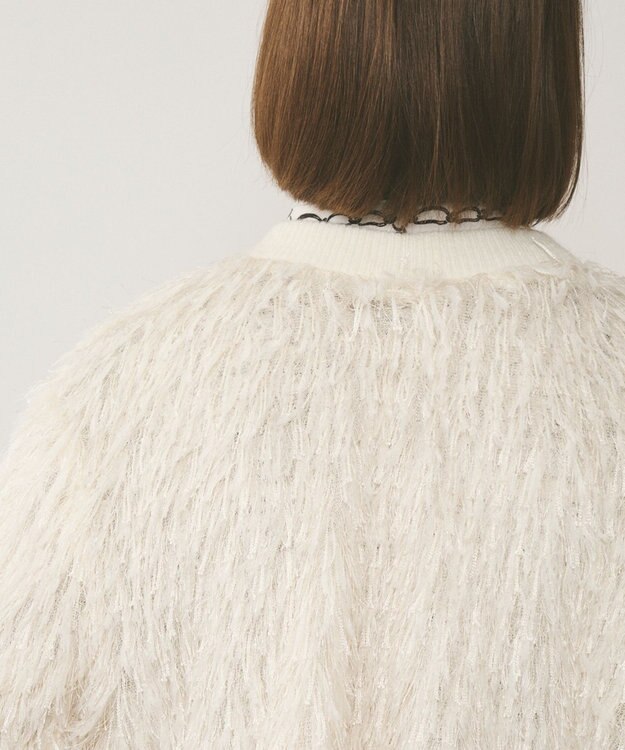 GRACE CONTINENTAL フリンジニットカーディガン ホワイト