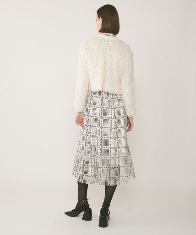 GRACE CONTINENTAL フリンジニットカーディガン ホワイト