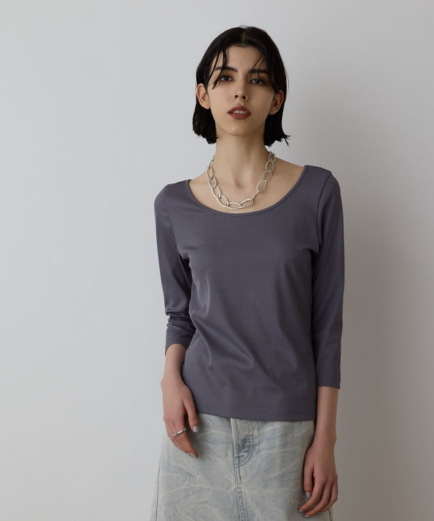 GRACE CONTINENTAL テレコボートネックトップ グレー