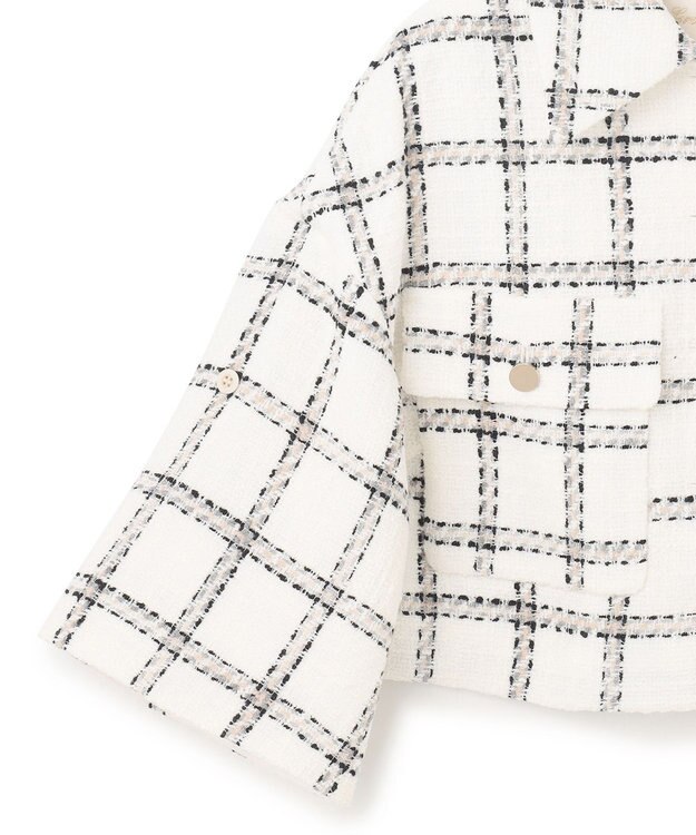 GRACE CONTINENTAL チェックツイードショートジャケット ホワイト