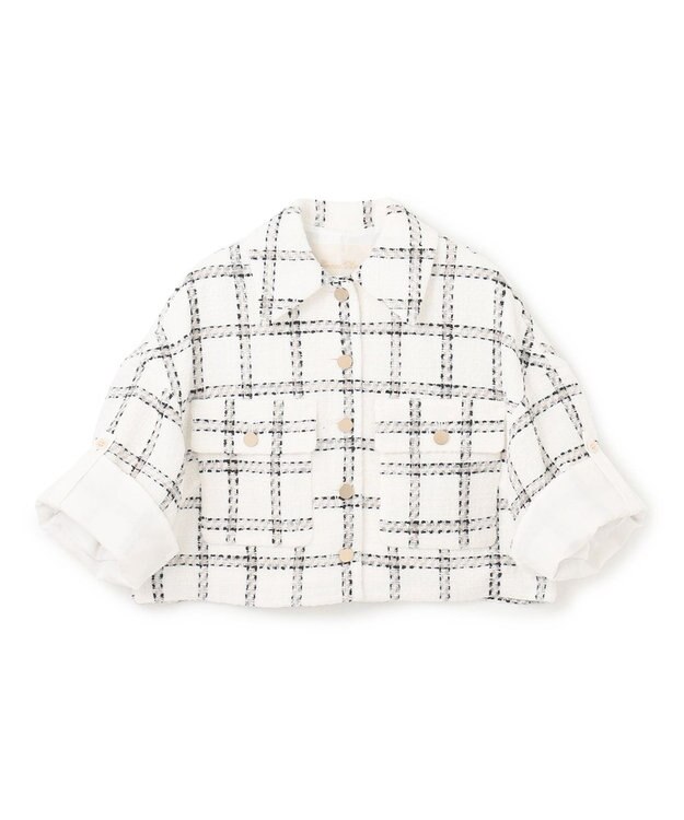 GRACE CONTINENTAL チェックツイードショートジャケット ホワイト