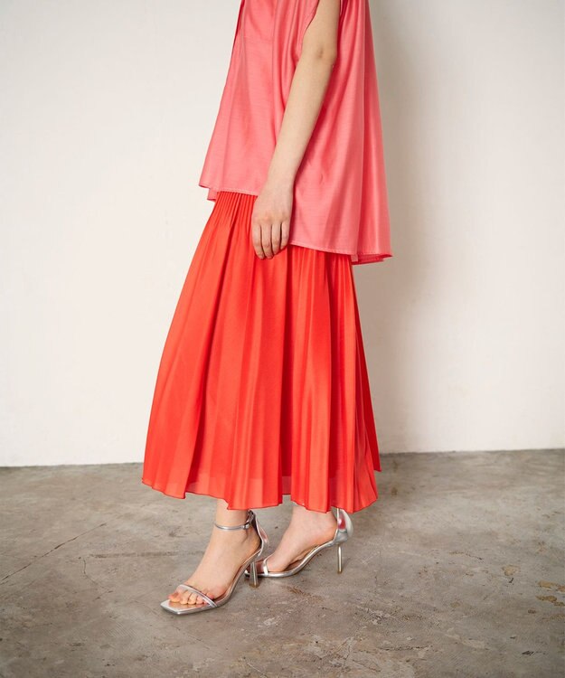 GRACE CONTINENTAL オーガンジープリーツスカート オレンジ