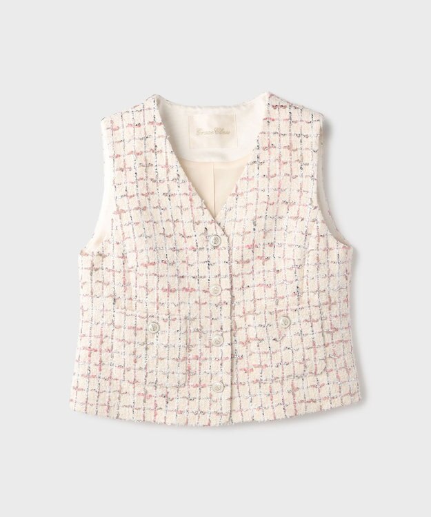 GRACE CONTINENTAL ツイードチェックジレ キナリ