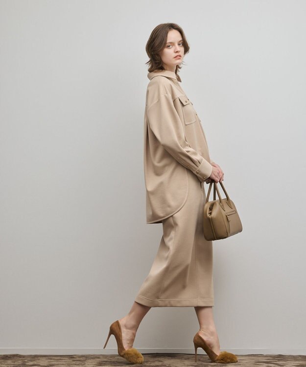 GRACE CONTINENTAL ジャージビッグシャツ ベージュ