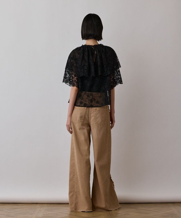 GRACE CONTINENTAL レースケープブラウス ブラック