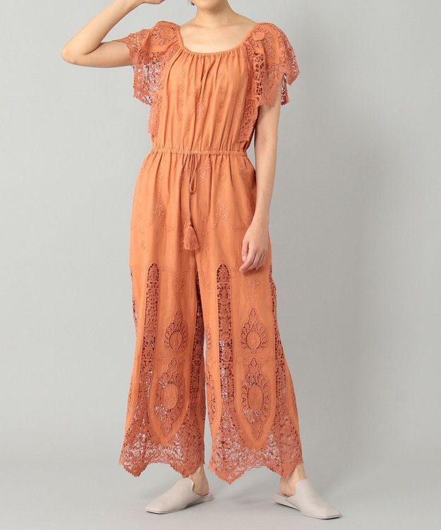 GRACE CONTINENTAL 【LIFE STYLE WEAR】カットワークサロペット オレンジ