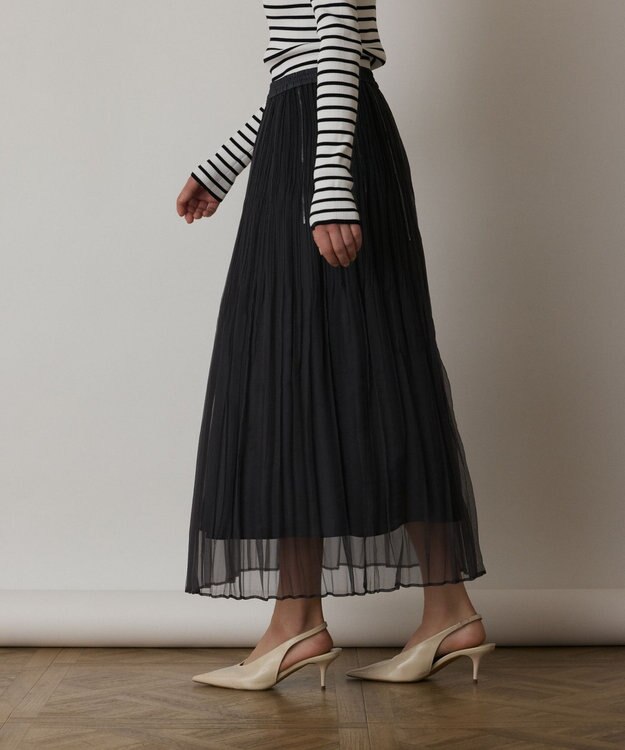 GRACE CONTINENTAL オーガンスパンコールスカート グレー