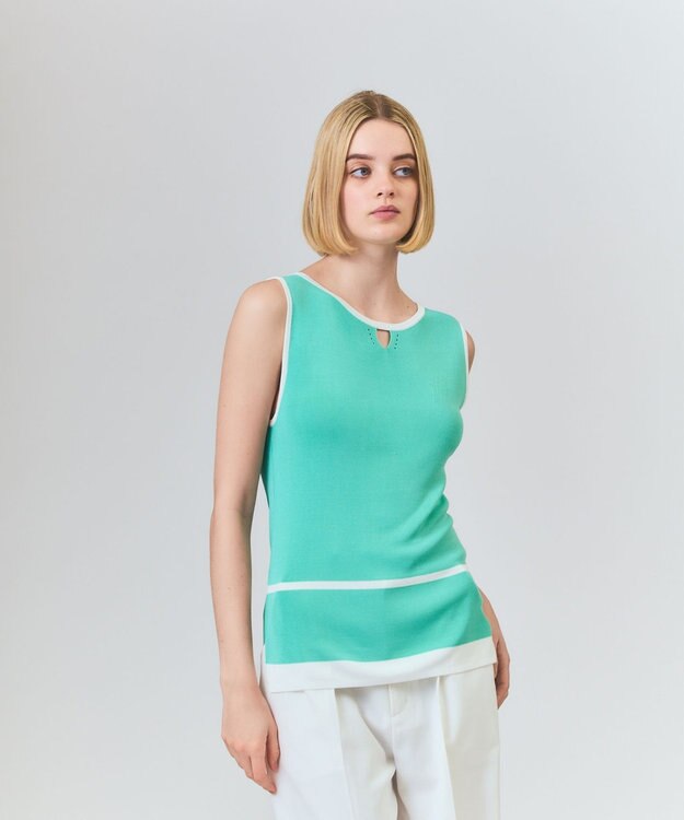 GRACE CONTINENTAL ラインニットノースリーブ ミント