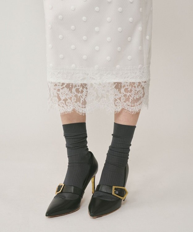 GRACE CONTINENTAL ドットチュールタイトスカート ホワイト