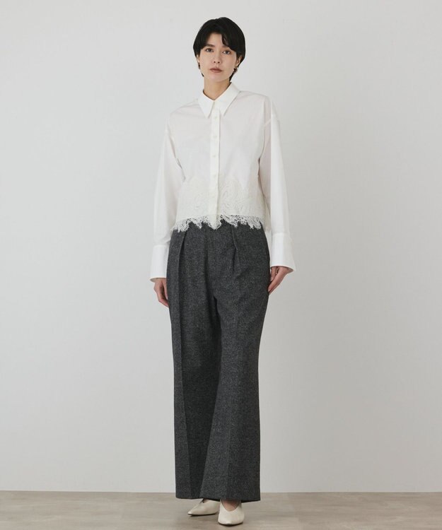 GRACE CONTINENTAL レースヘムシャツ ホワイト