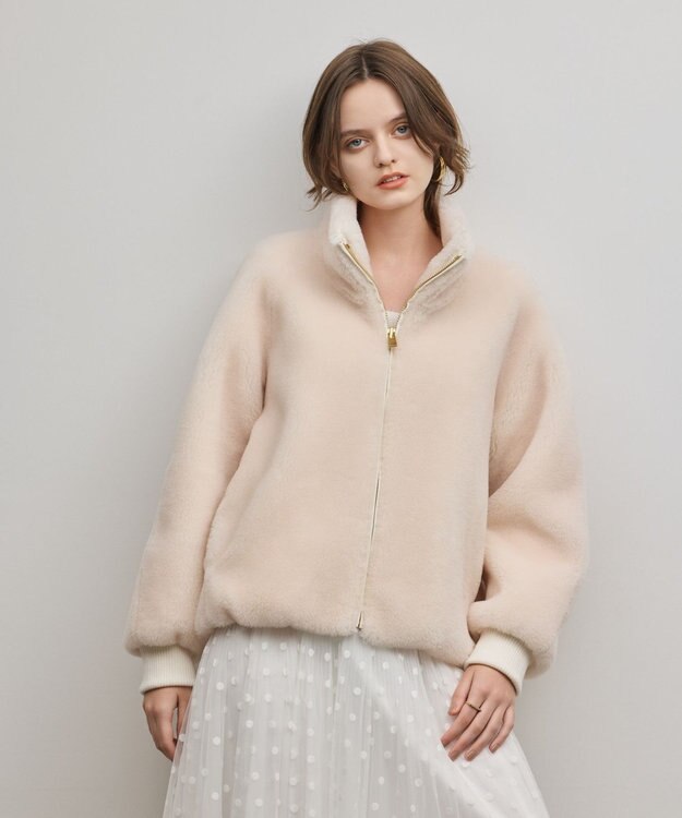 GRACE CONTINENTAL ウールボアスタンドカラージャケット キナリ