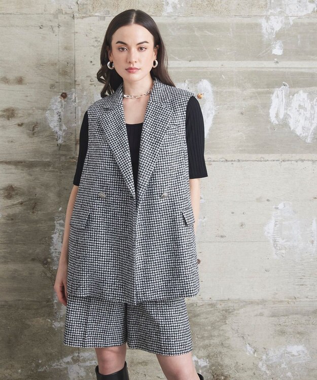 GRACE CONTINENTAL 千鳥ライトウールジレ ブラック