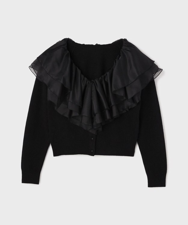 GRACE CONTINENTAL フリルニットカーディガン ブラック