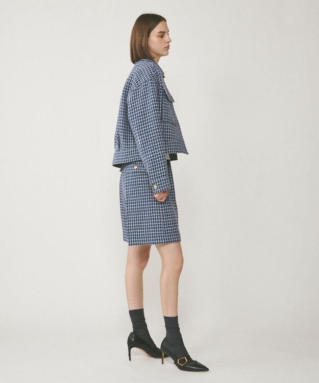 GRACE CONTINENTAL チェックツイードハーフパンツ ブルー