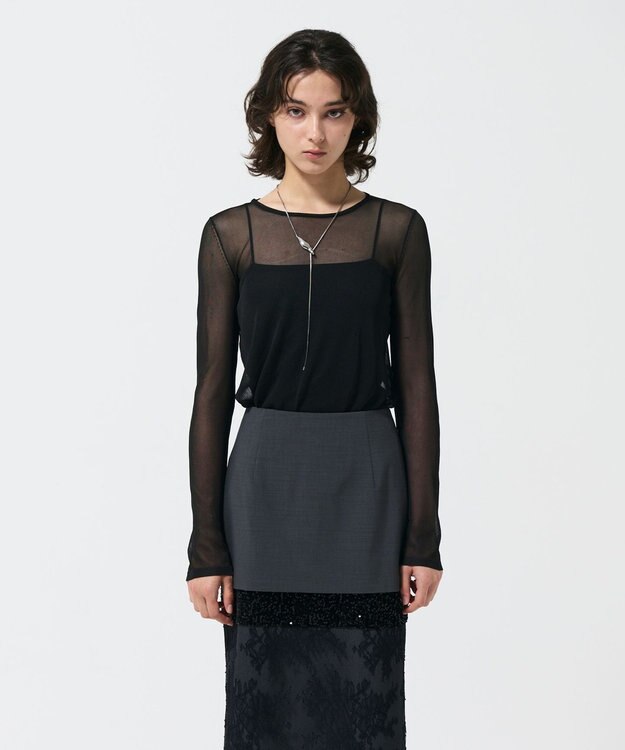 GRACE CONTINENTAL シアークルーニットトップ ブラック