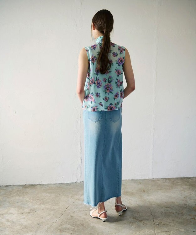 GRACE CONTINENTAL エスニックフラワー刺繍トップ ライトグリーン