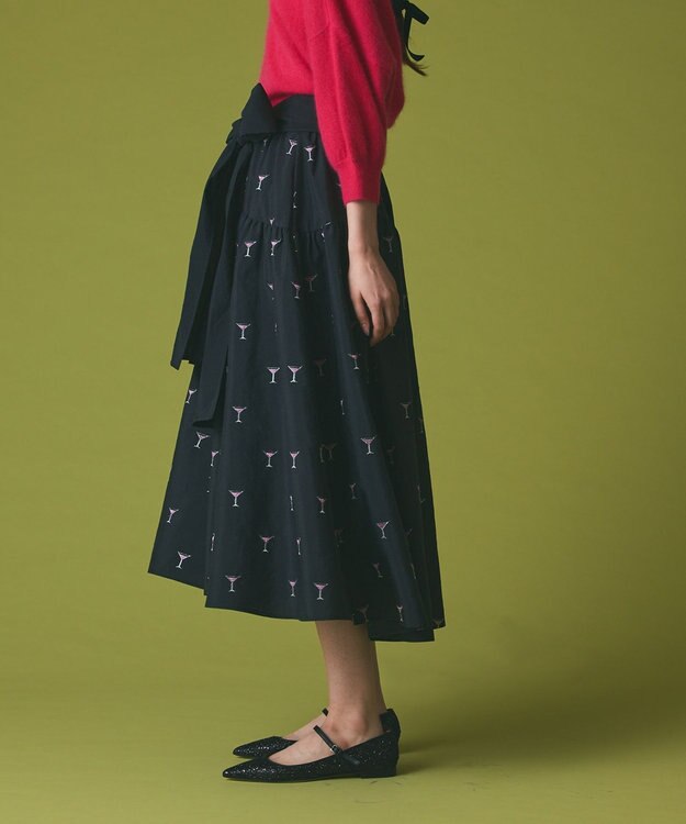 GRACE CONTINENTAL カクテルモチーフスカート ブラック