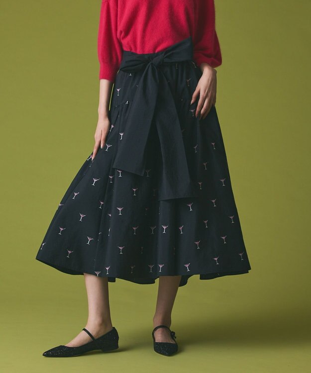 GRACE CONTINENTAL カクテルモチーフスカート ブラック