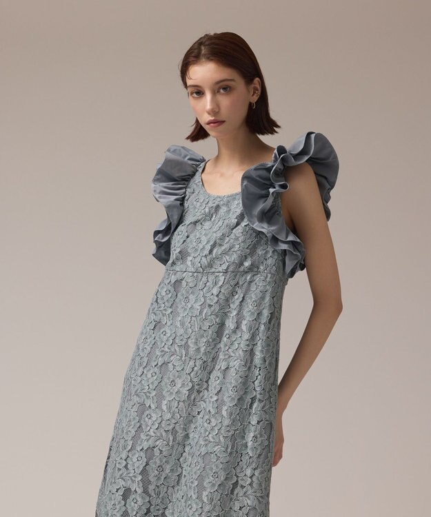 GRACE CONTINENTAL フリルレースワンピース ブルー