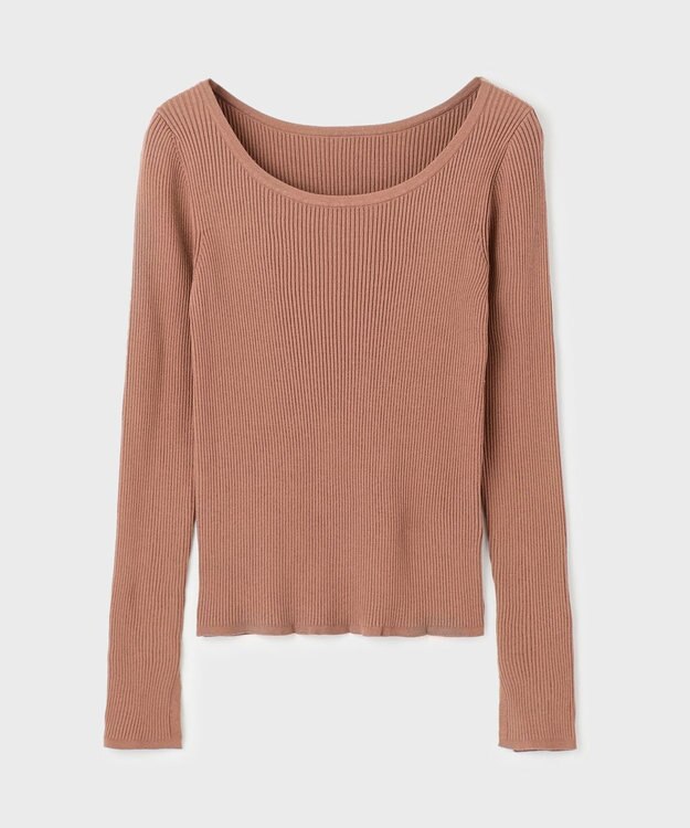 GRACE CONTINENTAL リブニットトップ ブラウン