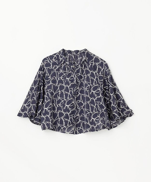 GRACE CONTINENTAL ラインハートケープブラウス ネイビー