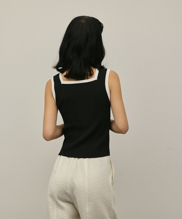 GRACE CONTINENTAL バイカラーリブニットノースリーブ ブラック