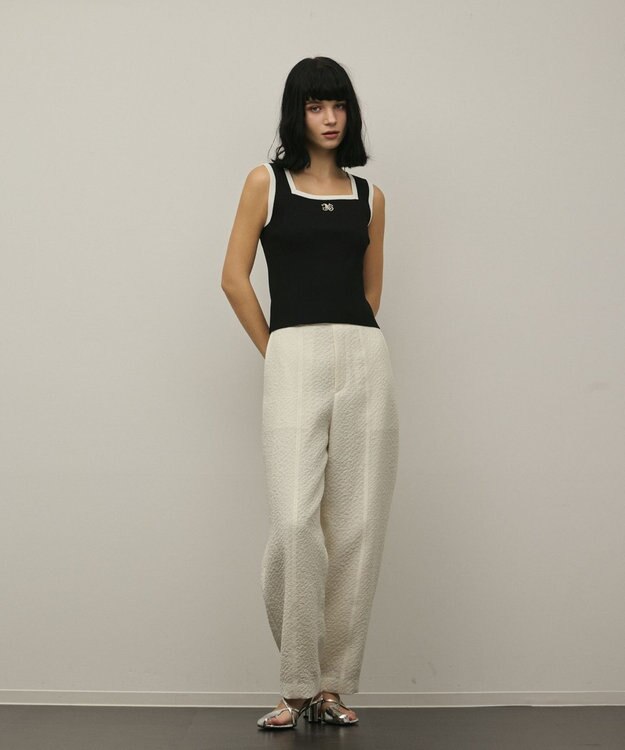 GRACE CONTINENTAL バイカラーリブニットノースリーブ ブラック