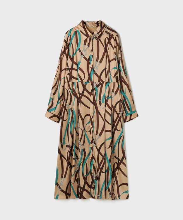 GRACE CONTINENTAL ベルトプリントシャツドレス ベージュ