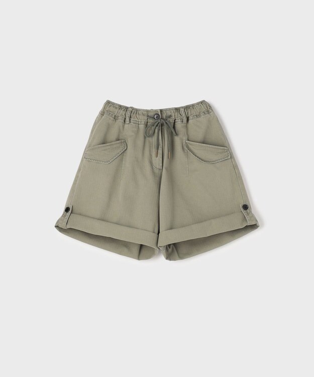 GRACE CONTINENTAL ヘリンボーンツイルハーフパンツ カーキ