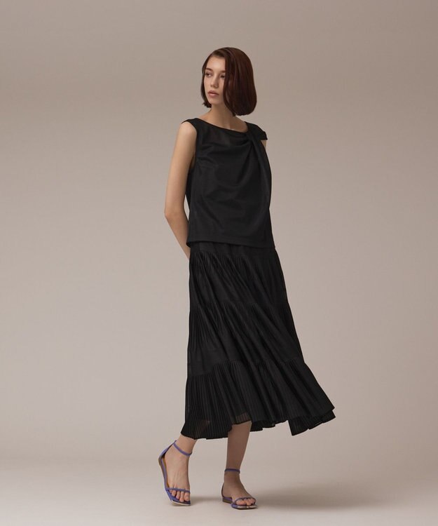 GRACE CONTINENTAL プリーツティアードスカート ブラック