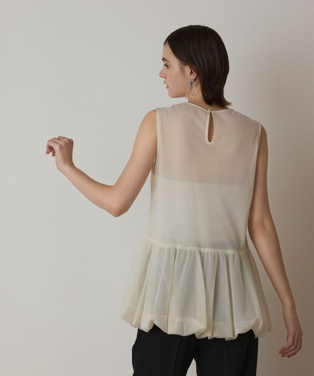 GRACE CONTINENTAL バルーンチュールトップ ホワイト