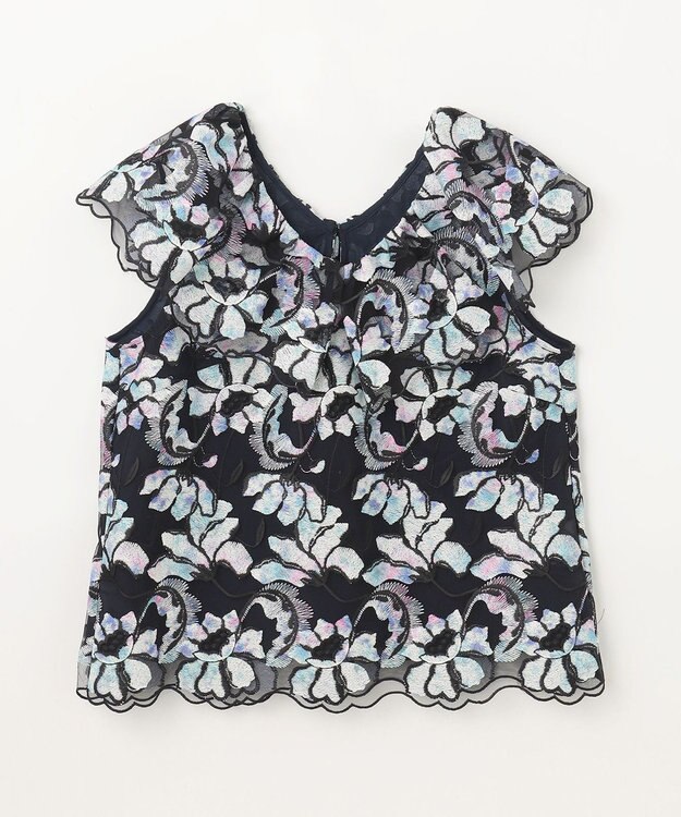 GRACE CONTINENTAL フラワー刺繍プリントトップ ブラック