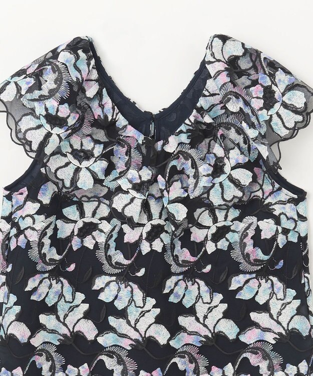 GRACE CONTINENTAL フラワー刺繍プリントトップ ブラック