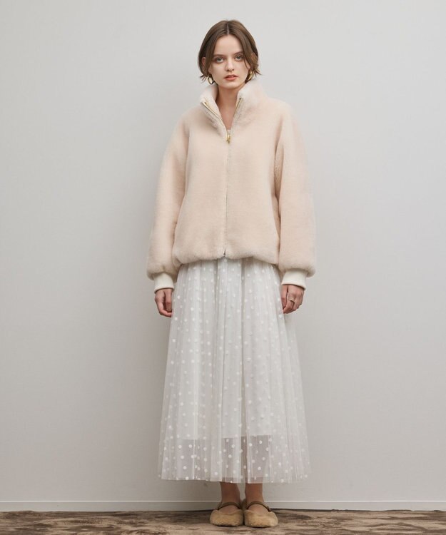 GRACE CONTINENTAL ウールボアスタンドカラージャケット キナリ