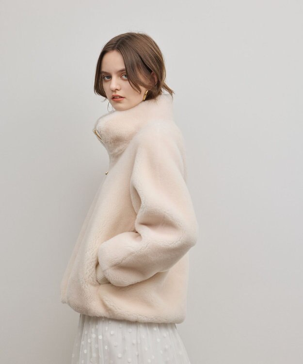 GRACE CONTINENTAL ウールボアスタンドカラージャケット キナリ