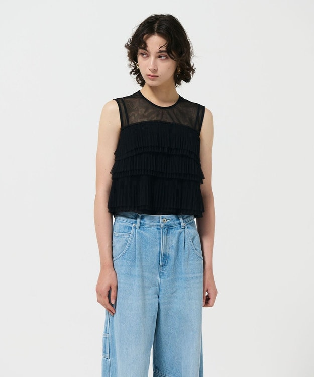 GRACE CONTINENTAL チュールフリルノースリーブ ブラック