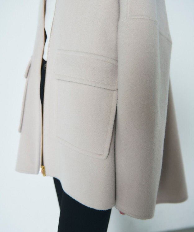 GRACE CONTINENTAL フードファーリバーポンチョ ベージュ