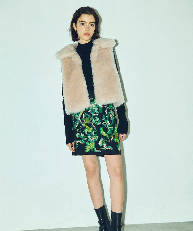 グレースコンチネンタル ウールボアベスト ベージュ サイズ36 2023AW グレースコンチネンタル ウールボアベスト ベージュ サイズ36