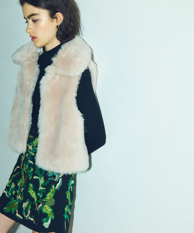 グレースコンチネンタル ウールボアベスト ベージュ サイズ36 2023AW ウールボアコンビジレ / GRACE CONTINENTAL | GRACE CONTINENTAL