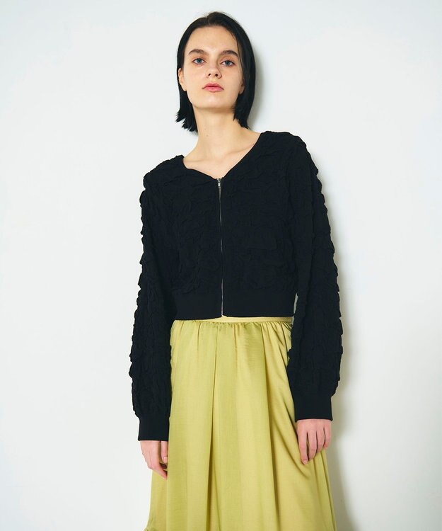 GRACE CONTINENTAL フクレジャガードニットトップ ブラック