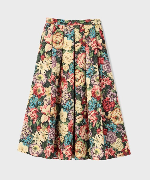 GRACE CONTINENTAL アンティークフラワータックスカート レッド