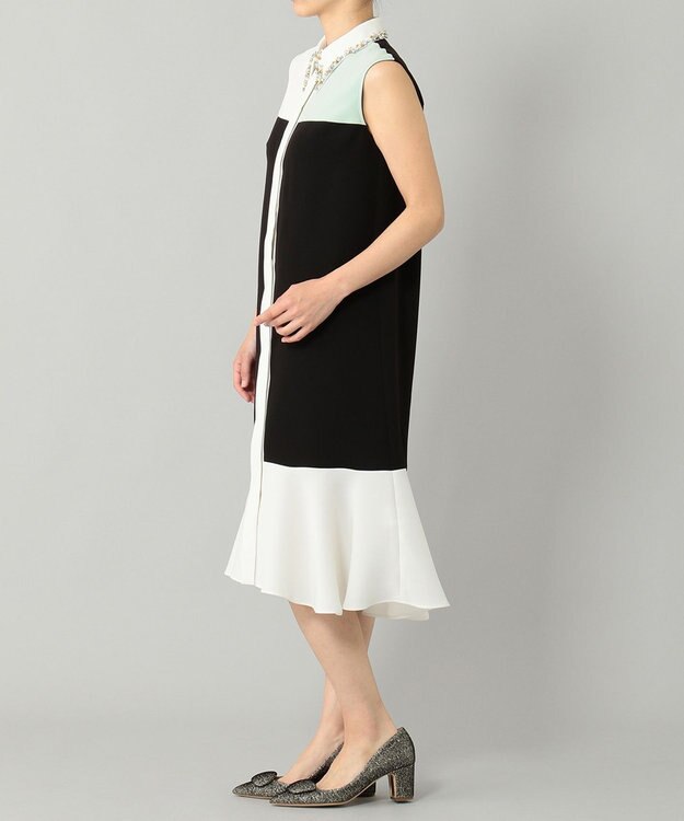 GRACE CONTINENTAL カラーブロックシャツドレス ブラック