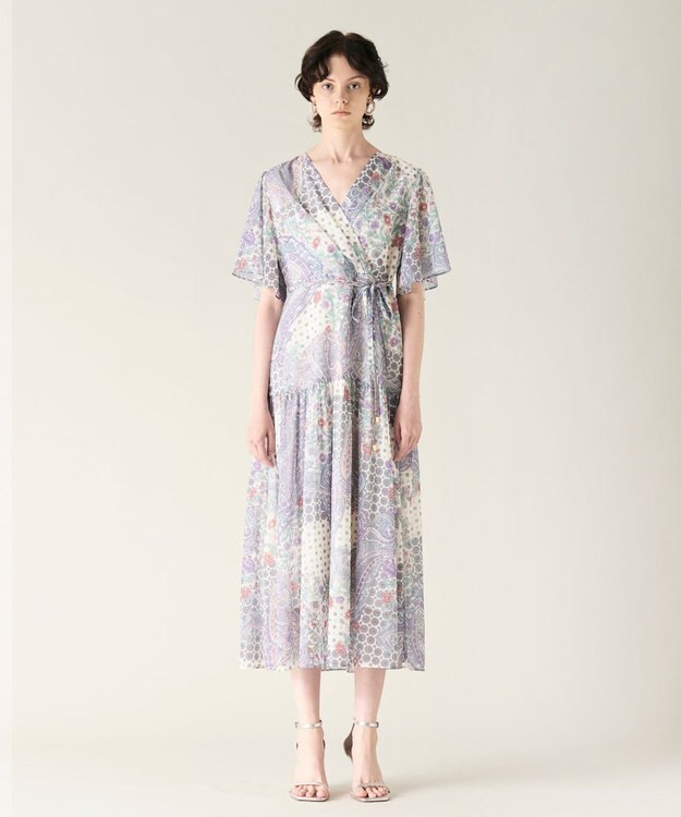 GRACE CONTINENTAL ペイズリーカシュクールワンピース ベージュ